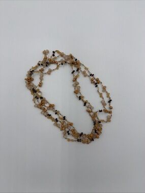 Handcrafted Multi-Strand Beaded Necklace in Tan and Black